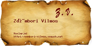 Zámbori Vilmos névjegykártya